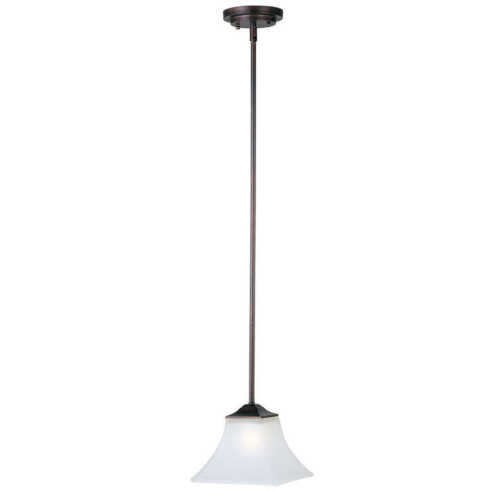 Maxim Lighting 92090FTSN Aurora 1 Light Satin Nickel Mini Pendant Ceiling Light with frosted glass shade on white background