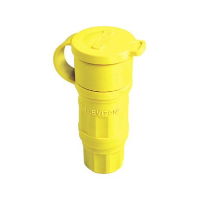 Leviton 29W08 30 Amp, 125/250 Volt, Non-NEMA, 3P, 3W, Locking Connector, Industrial Grade, Non-Grounding, Wetguard - YELLOW