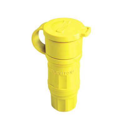 Leviton 29W49 30 Amp, 277 Volt, NEMA L7-30R, 2P, 3W, Locking Connector, Industrial Grade, Grounding, Wetguard - YELLOW