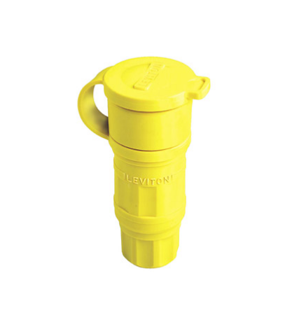Leviton 29W75 30 Amp, 250 Volt 3-Phase, NEMA L15-30R, 3P, 4W, Locking Connector, Industrial Grade, Grounding, Wetguard - YELLOW