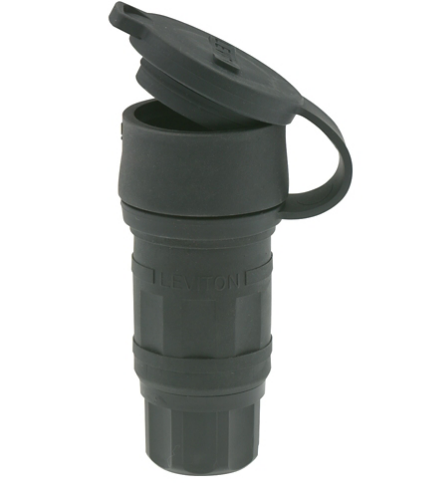 Leviton 29W77-B 30 Amp, 600 Volt 3PY, NEMA L17-30R, 3P, 4W, Locking Connector, Industrial Grade, Grounding, Wetguard - Black