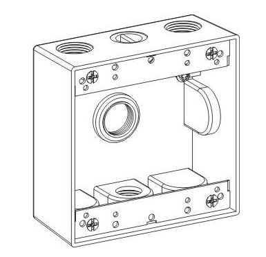 Orbit 2B100-4 2-Gang 4-Hole 1 inch Weatherproof Box - Gray