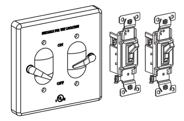 ORBIT 2CA-SW15-W 2-G Aluminum Weather-proof Lever Switch Cover W/TS15 Device Mount, White Finish