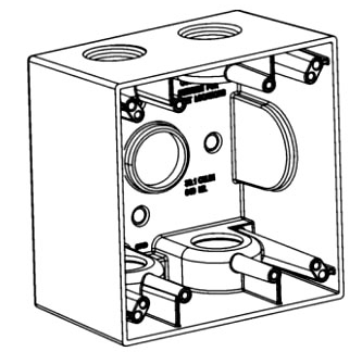 ORBIT 2DB75-5 2-G Electric Box, 2 5/8" Deep 5 Outlets w/3/4" Hole Size Weatherproof, Gray Finish