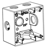 ORBIT 2DB75-7X 2-G Electric Box, 2 5/8" Deep 7 Outlets w/3/4" Hole Size X-Configuration Weatherproof, Gray Finish