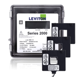 Leviton 2O208-2W Submeter, Outdoor, 120/208v, 3 Phase 4 Wire, Max 200a, 3 Split Core Current Transformers, Electric Meter Kit