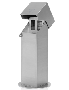Leviton 2PH18-S 2-Gang 18" Power Pedestal, Surface Mount, NEMA 3R, Lockable Hinged Top, Self-Closing Lid, Brushed Stainless Steel