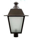 Dabmar Lighting GM224-BZ Cast Aluminum Post Top Light With Frosted Glass, 120V, E26, No Lamp, Bronze Finish