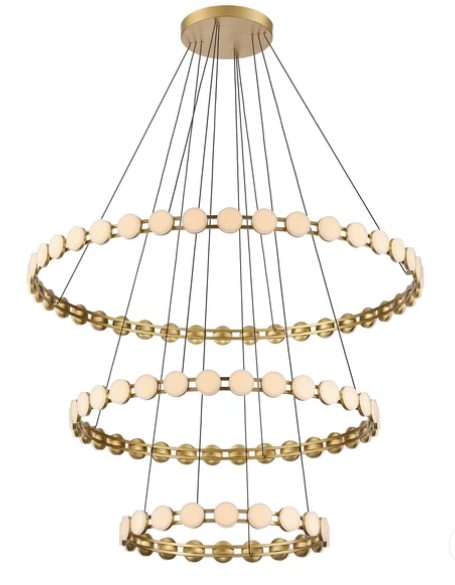 SDQ Lighting PD30801BG Wigo 48" Opal Acrylic LED Chandelier, Wattage 198W, Brushed Gold Finish