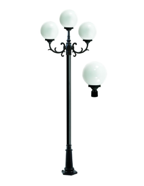 Dabmar Lighting GM2403-L27-27K-B Cast Aluminum 3 Post Top Fixture Pole + Base, GU24, 3X LED, Color Temperature 2700K, Black Finish