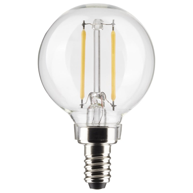 SATCO S21200 LED G16.5 LED Filament Lamp, Clear, E12, Wattage 3W, Color Temperature 2700K, 200 Lumens, Voltage 120V