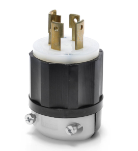 Leviton 2771 30A, 347/600V 3PY, NEMA L20-30P, 4P, 4W, Locking Plug, Non-Grounding, Black/White Finish
