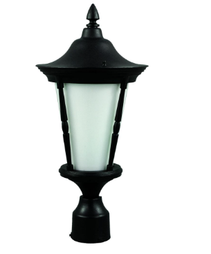 Dabmar Lighting GM112-L6-30K-B Cast Aluminum Post Top Fixture E26 LED, Voltage 120V,Color Temperature 3000K, Black Finish