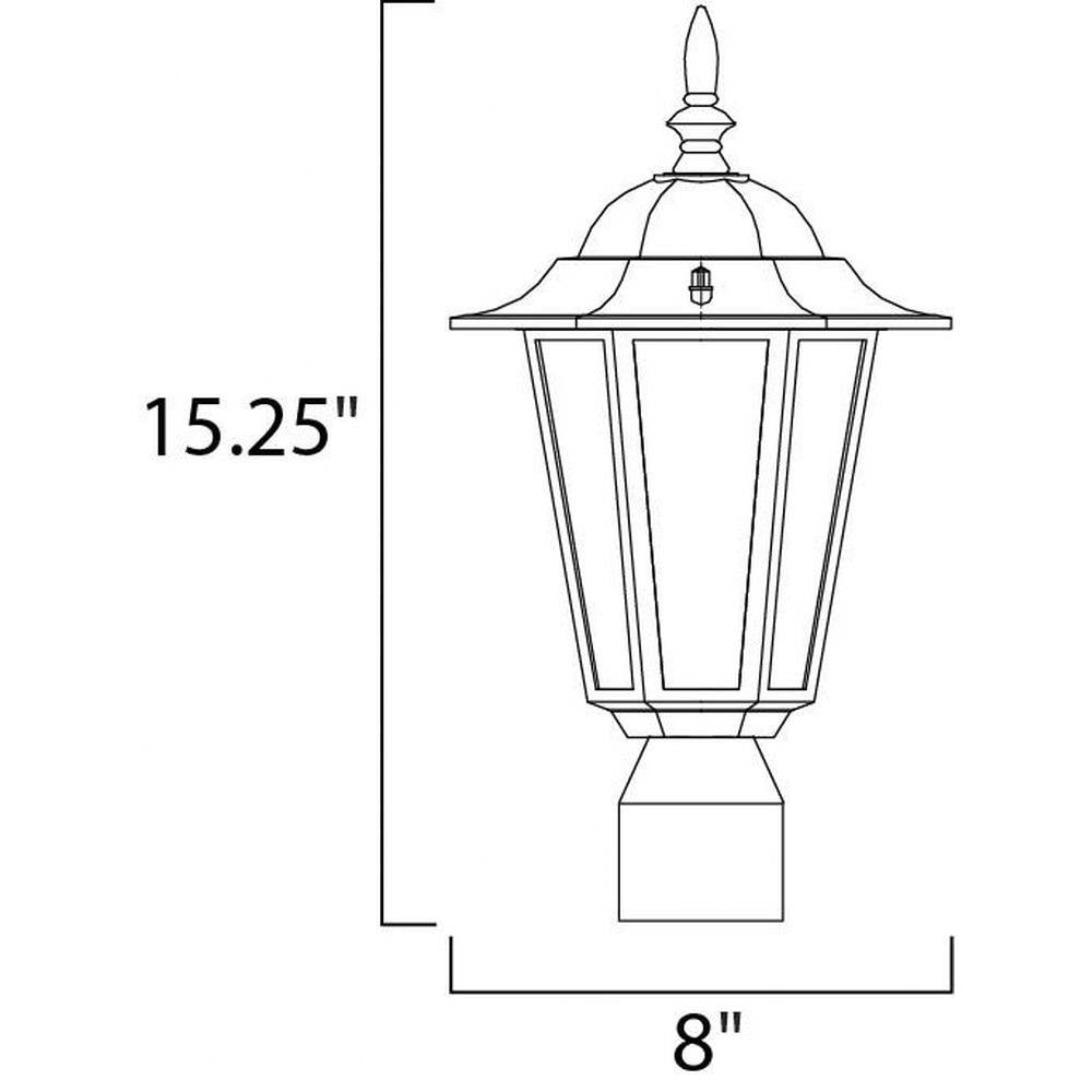 Maxim Lighting 3001CLBK Cast 1 Light Black Outdoor Post Light - Dimensions Diagram 15.25 inch Height 8 inch Width