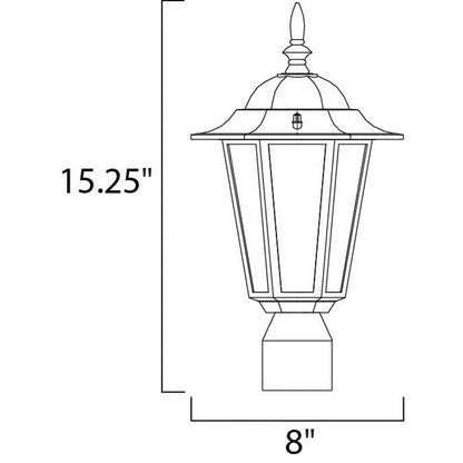 Maxim Lighting 3001CLBK Cast 1 Light Black Outdoor Post Light - Dimensions Diagram 15.25 inch Height 8 inch Width