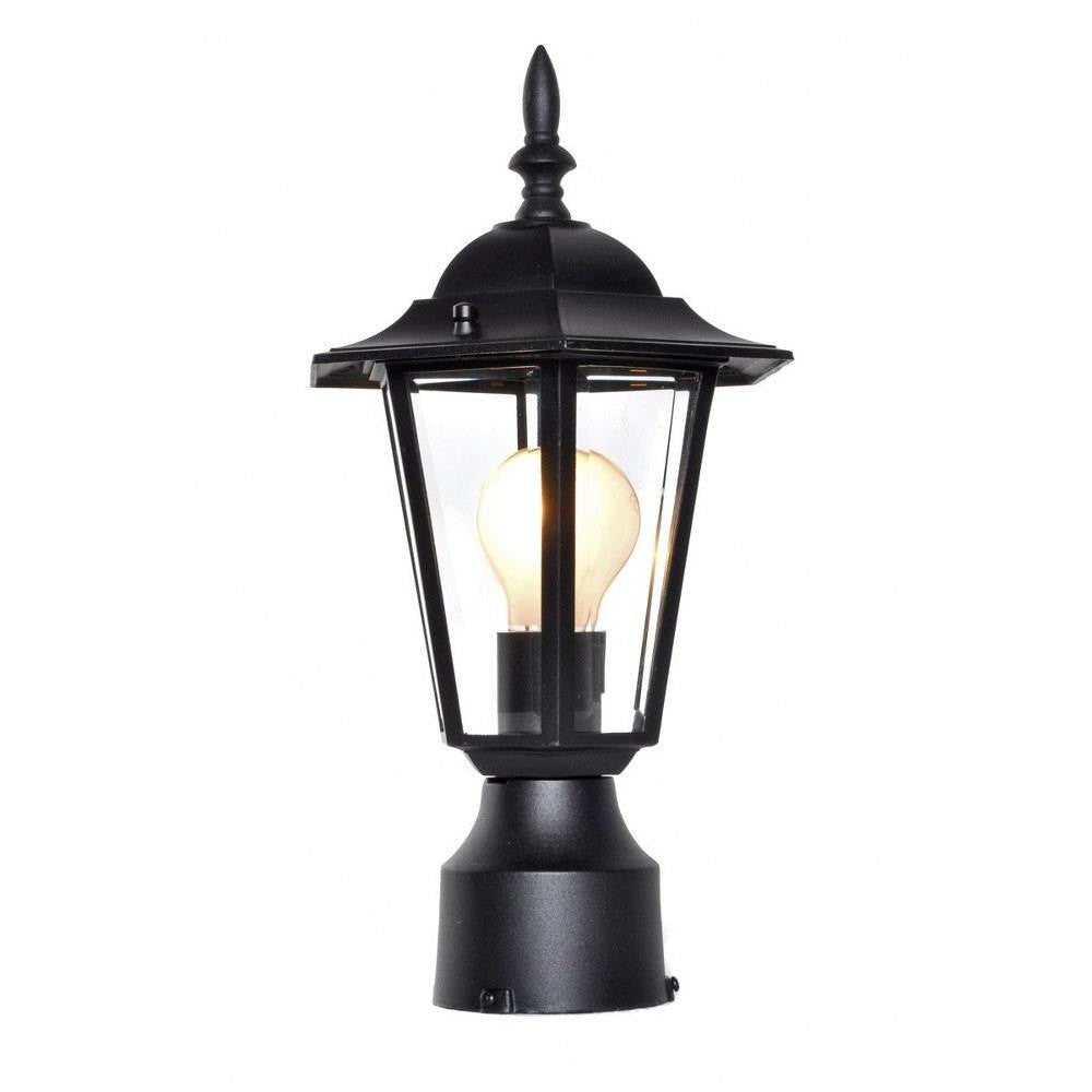 Maxim Lighting 3001CLBK Cast 1 Light Black Outdoor Post Light - Angle View with Bulb Lit