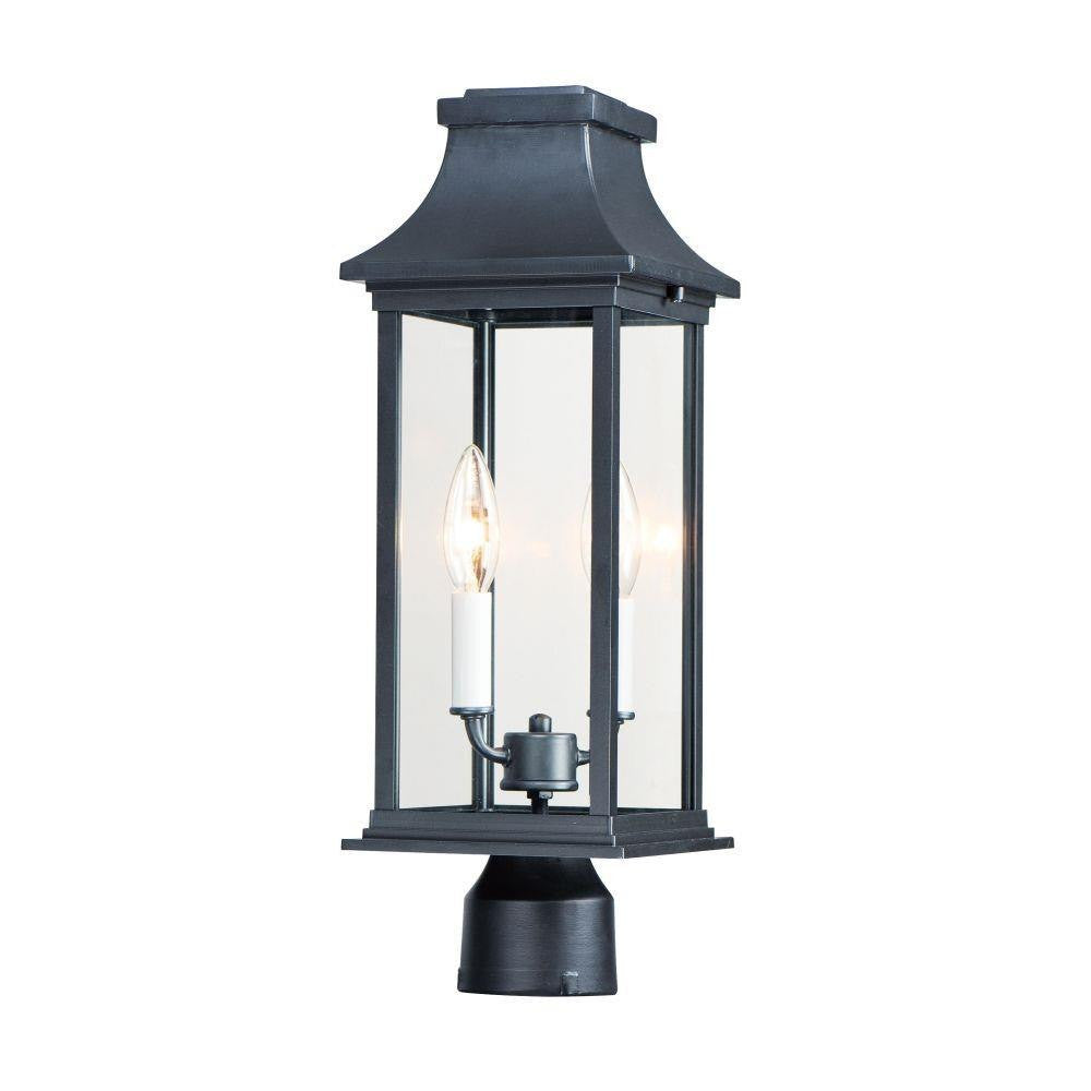 Maxim Lighting 30020CLBK Vicksburg 2 Light Black Outdoor Post Mount Light on White Background