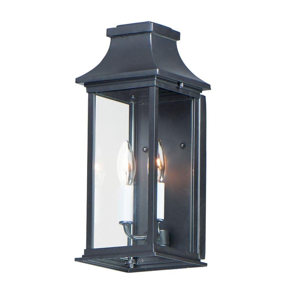 Maxim Lighting 30025CLBK Vicksburg 2 Light Black Outdoor Wall Lantern White Background Product View