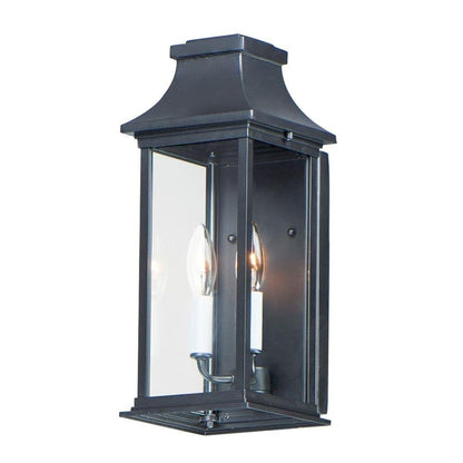 Maxim Lighting 30025CLBK Vicksburg 2 Light Black Outdoor Wall Lantern White Background Product View