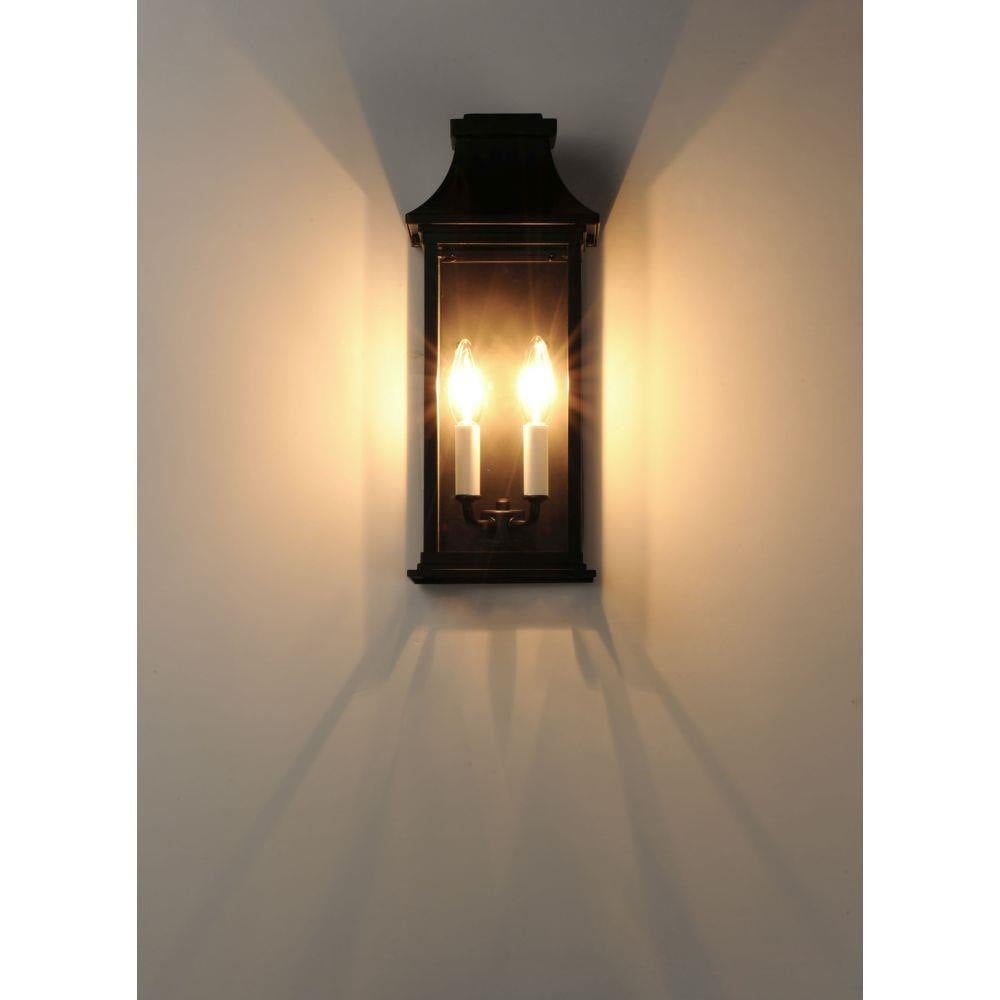 Maxim Lighting 30025CLBK Vicksburg 2 Light Black Outdoor Wall Lantern Lit on Wall