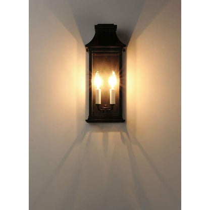 Maxim Lighting 30025CLBK Vicksburg 2 Light Black Outdoor Wall Lantern Lit on Wall
