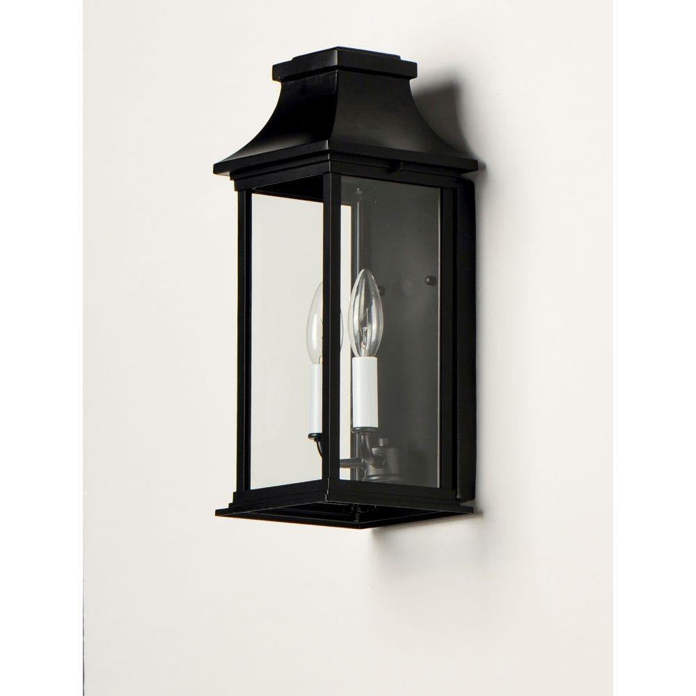 Maxim Lighting 30025CLBK Vicksburg 2 Light Black Outdoor Wall Lantern Side Angle on Wall