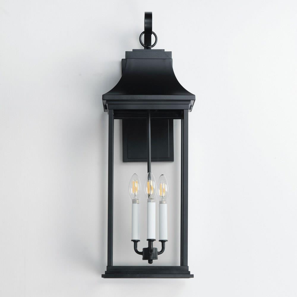 Maxim Lighting 30026CLBK Vicksburg 3 Light Black Outdoor Wall Lantern - front view mounted on wall