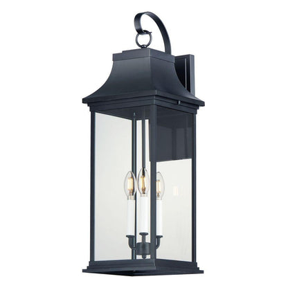 Maxim Lighting 30026CLBK Vicksburg 3 Light Black Outdoor Wall Lantern - angle view on white background