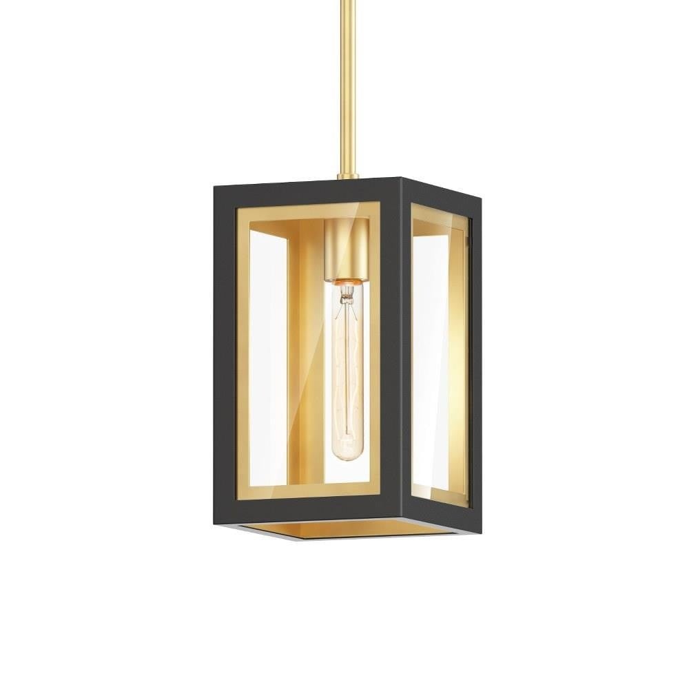Maxim Lighting 30051CLBKGLD Neoclass 1 Light Black/Gold Outdoor Pendant - angle view on white background