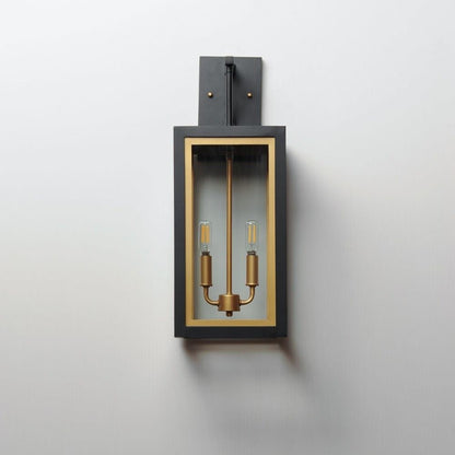Maxim Lighting 30055CLBKGLD Neoclass 2 Light 21 inch Black/Gold Outdoor Wall Lantern - Front View