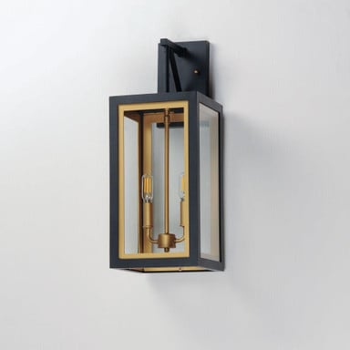 Maxim Lighting 30055CLBKGLD Neoclass 2 Light 21 inch Black/Gold Outdoor Wall Lantern - Side Angle View