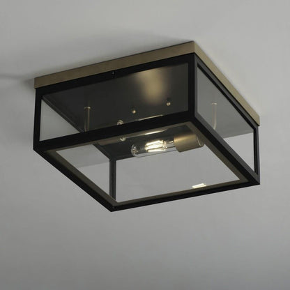 Maxim Lighting 30059CLWTGLD Neoclass 2 Light 13 Inch White/Gold Outdoor Flush Mount - Installed View Lit