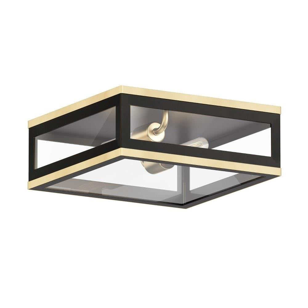 Maxim Lighting 30059CLBKGLD Neoclass 2 Light 13 Inch Black Gold Outdoor Flush Mount - Front View