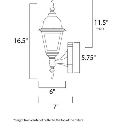 Maxim Lighting 3005CLBK Cast Outdoor Wall Lantern Dimensions Diagram