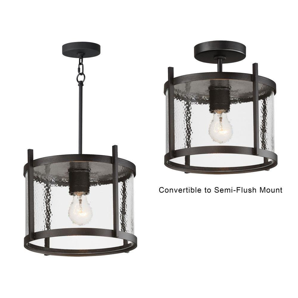 Maxim Lighting 30061HMBK Belfry 1 Light 12 inch Hammered Matte Black Outdoor Semi-Flush Mount - Convertible Pendant and Semi-Flush Configurations