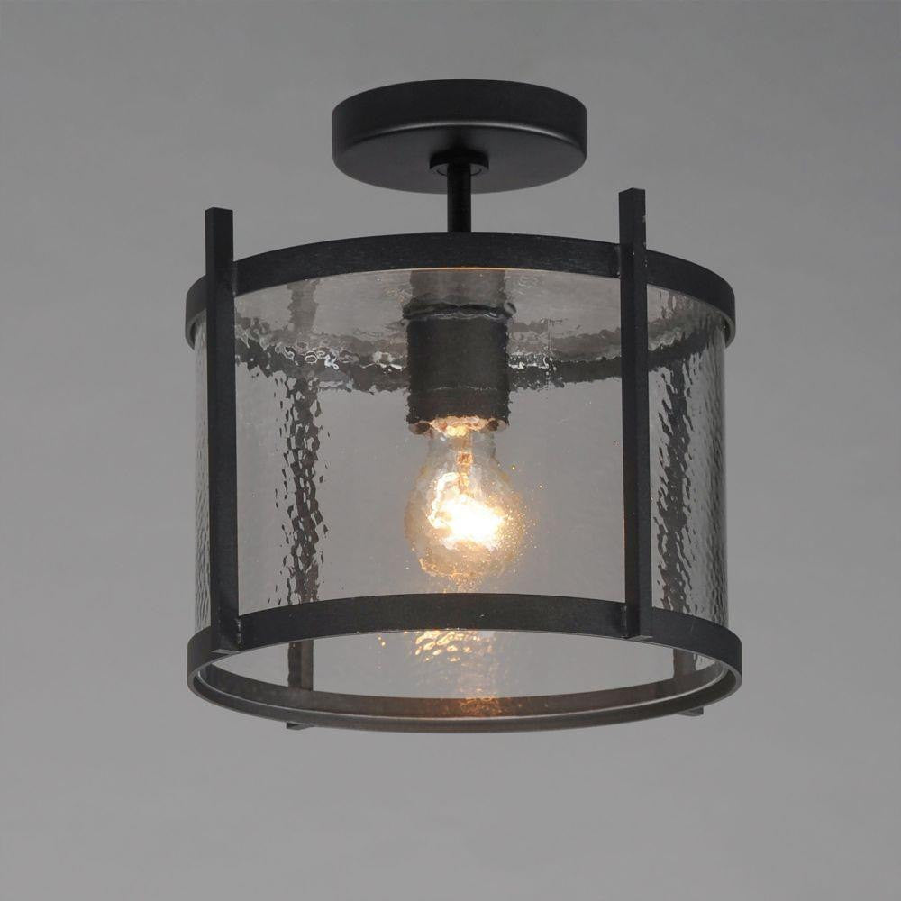 Maxim Lighting 30061HMBK Belfry 1 Light 12 inch Hammered Matte Black Outdoor Semi-Flush Mount - Close-Up Semi-Flush View