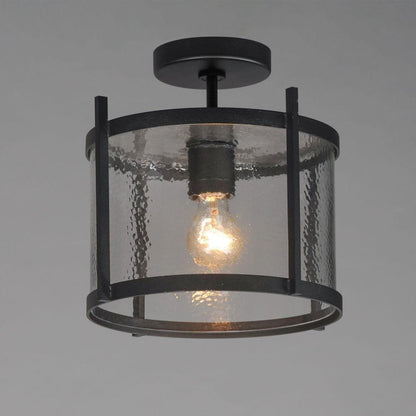 Maxim Lighting 30061HMBK Belfry 1 Light 12 inch Hammered Matte Black Outdoor Semi-Flush Mount - Close-Up Semi-Flush View