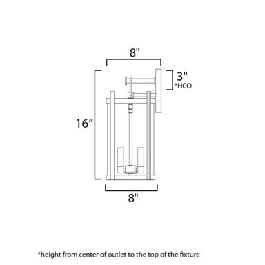 Maxim Lighting 30064HMBK Belfry Outdoor Wall Light Dimensions Diagram