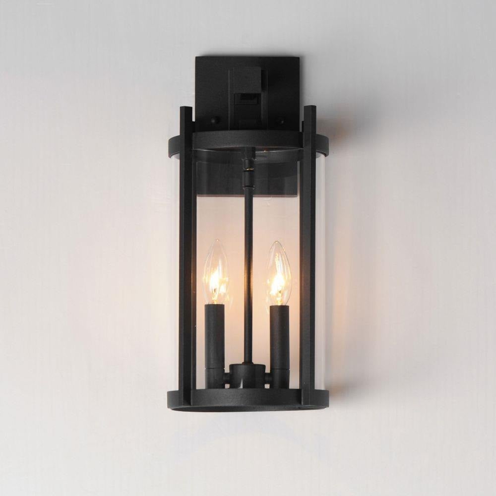 Maxim Lighting 30064CLBK Belfry 2 Light Black Outdoor Wall Lantern - Lit Front View