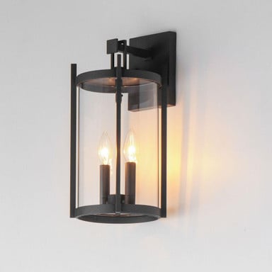 Maxim Lighting 30064CLBK Belfry 2 Light Black Outdoor Wall Lantern - Angled Lit View