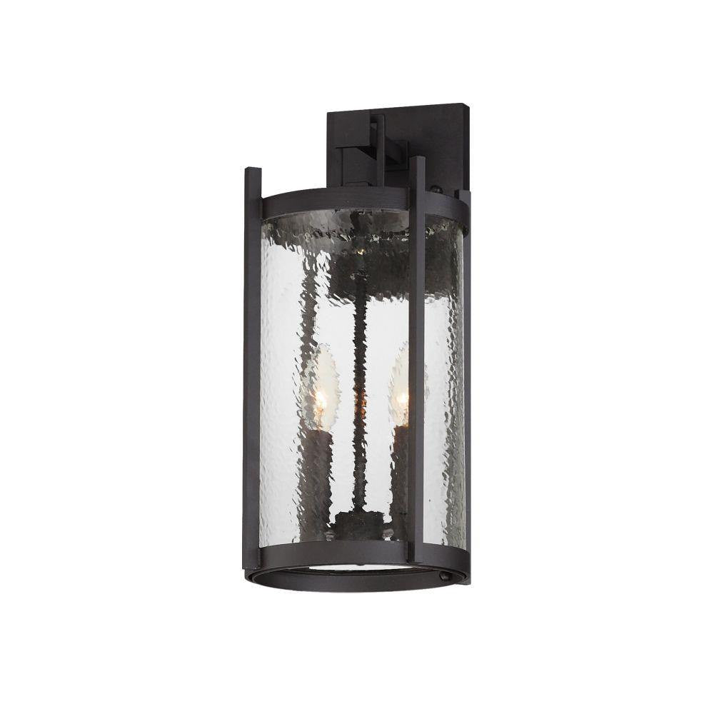 Maxim Lighting 30064HMBK Belfry 2 Light 16 Inch Hammered Matte Black Outdoor Wall Light