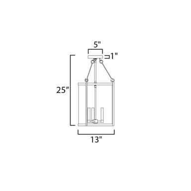 Maxim Lighting 30069HMBK Belfry 3 Light 13 inch Black Outdoor Pendant - Line Drawing Dimensions