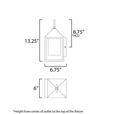 Maxim Lighting 30071SWBK Aldous Outdoor Wall Lantern - Dimension Diagram