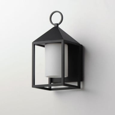 Maxim Lighting 30071SWBK Aldous 1 Light Satin Black Outdoor Wall Lantern - Side View on Wall