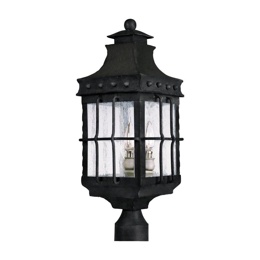 Maxim Lighting 30080CDCF Nantucket 3 Light Outdoor Post Light in Country Forge with Seedy Glass