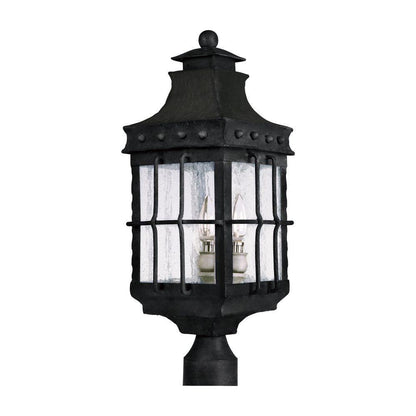 Maxim Lighting 30080CDCF Nantucket 3 Light Outdoor Post Light in Country Forge with Seedy Glass