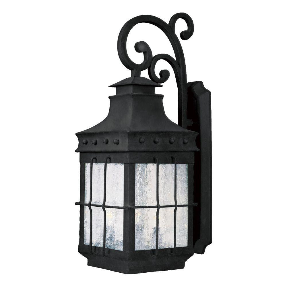 Maxim Lighting 30084CDCF Nantucket 3 Light Outdoor Wall Lantern in Country Forge finish with Seedy glass