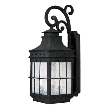 Maxim Lighting 30084CDCF Nantucket 3 Light Outdoor Wall Lantern in Country Forge finish with Seedy glass