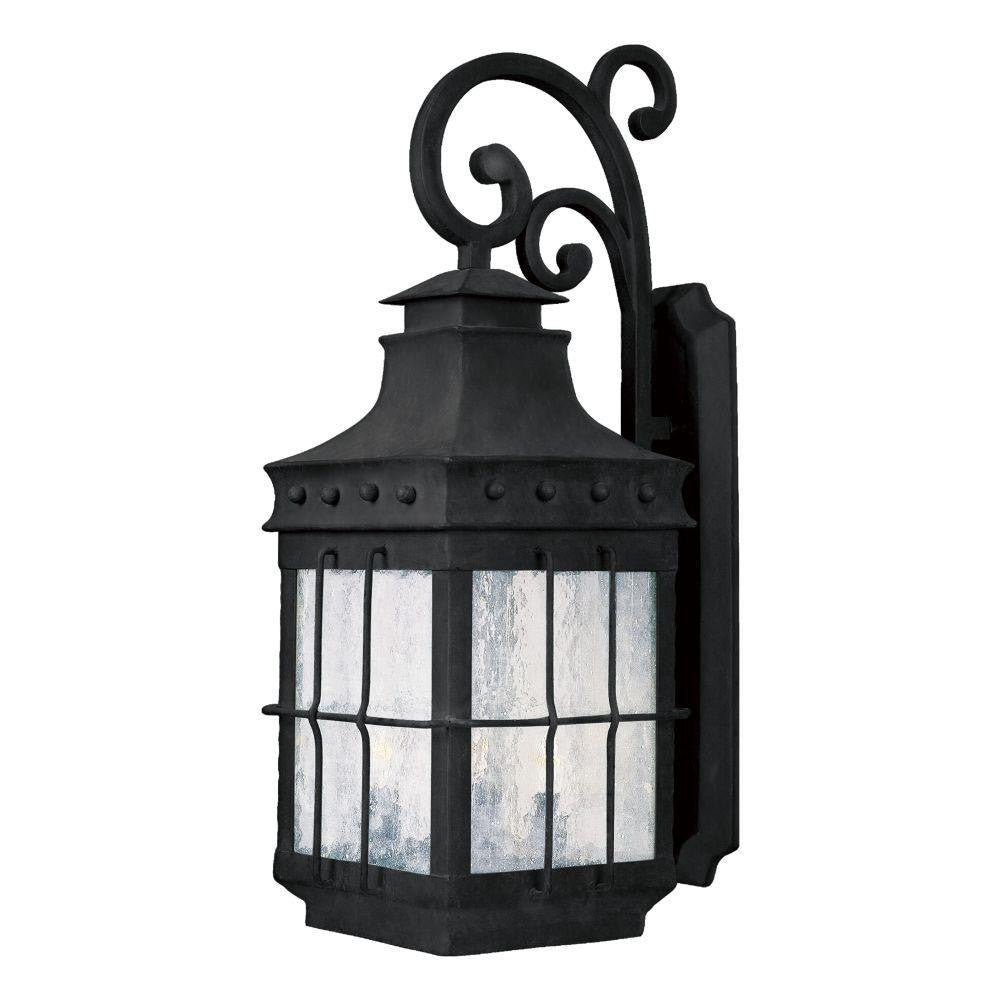 Maxim Lighting 30085CDCF Nantucket 4 Light Country Forge Outdoor Wall Lantern with Seedy Glass