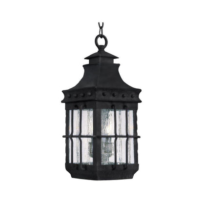 Maxim Lighting 30088CDCF Nantucket 3 Light Outdoor Pendant in Country Forge with Seedy Glass